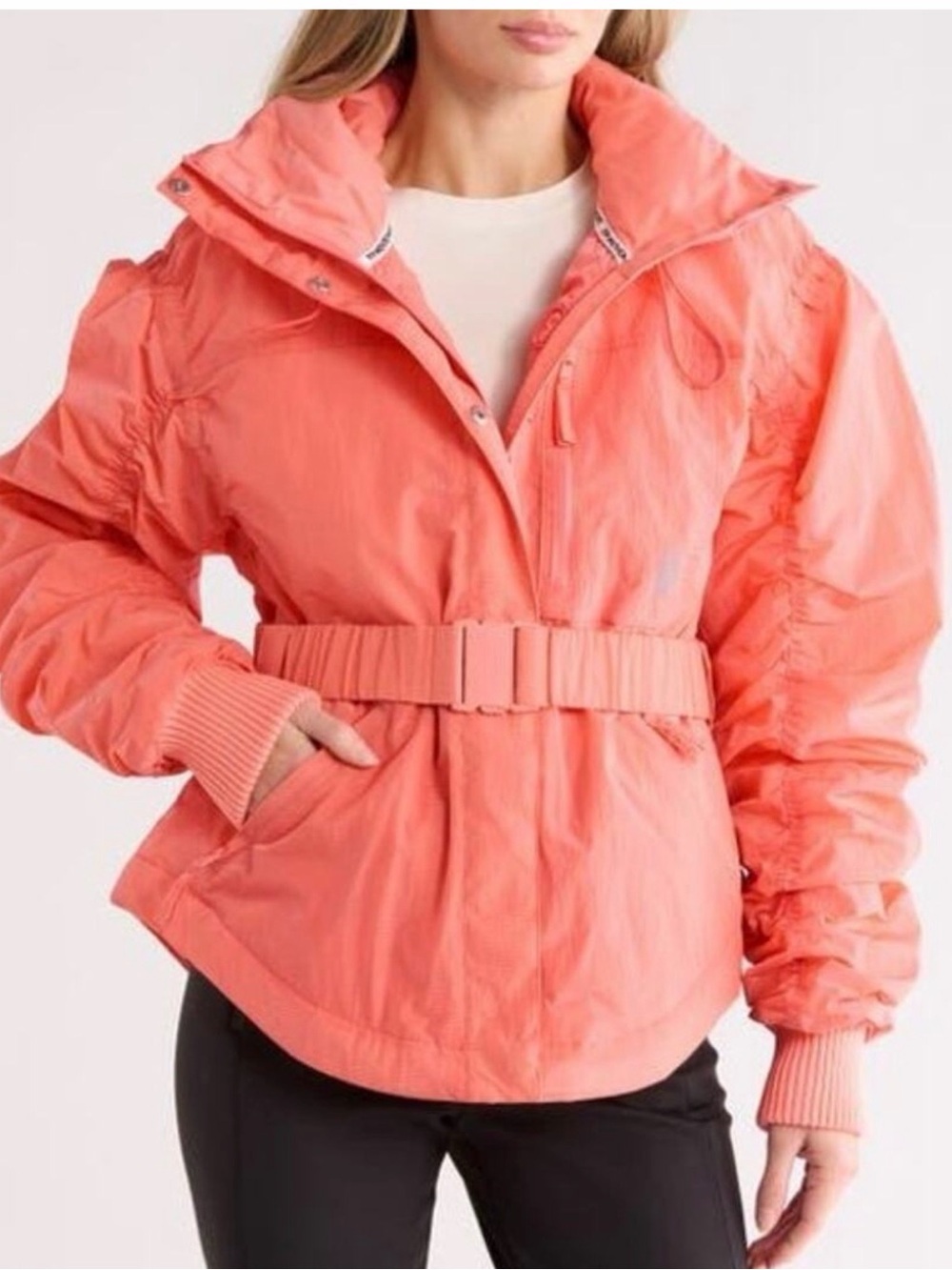 FP Movement by Free People Coral Quilted Belted Puffer